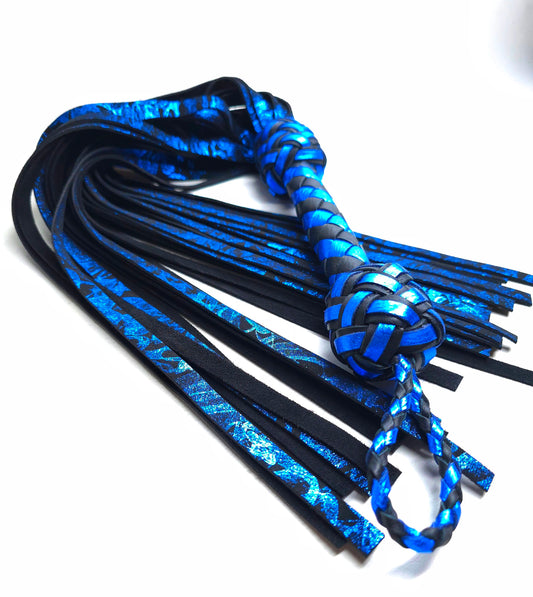 Sapphire Smoke Leather Flogger- In Stock