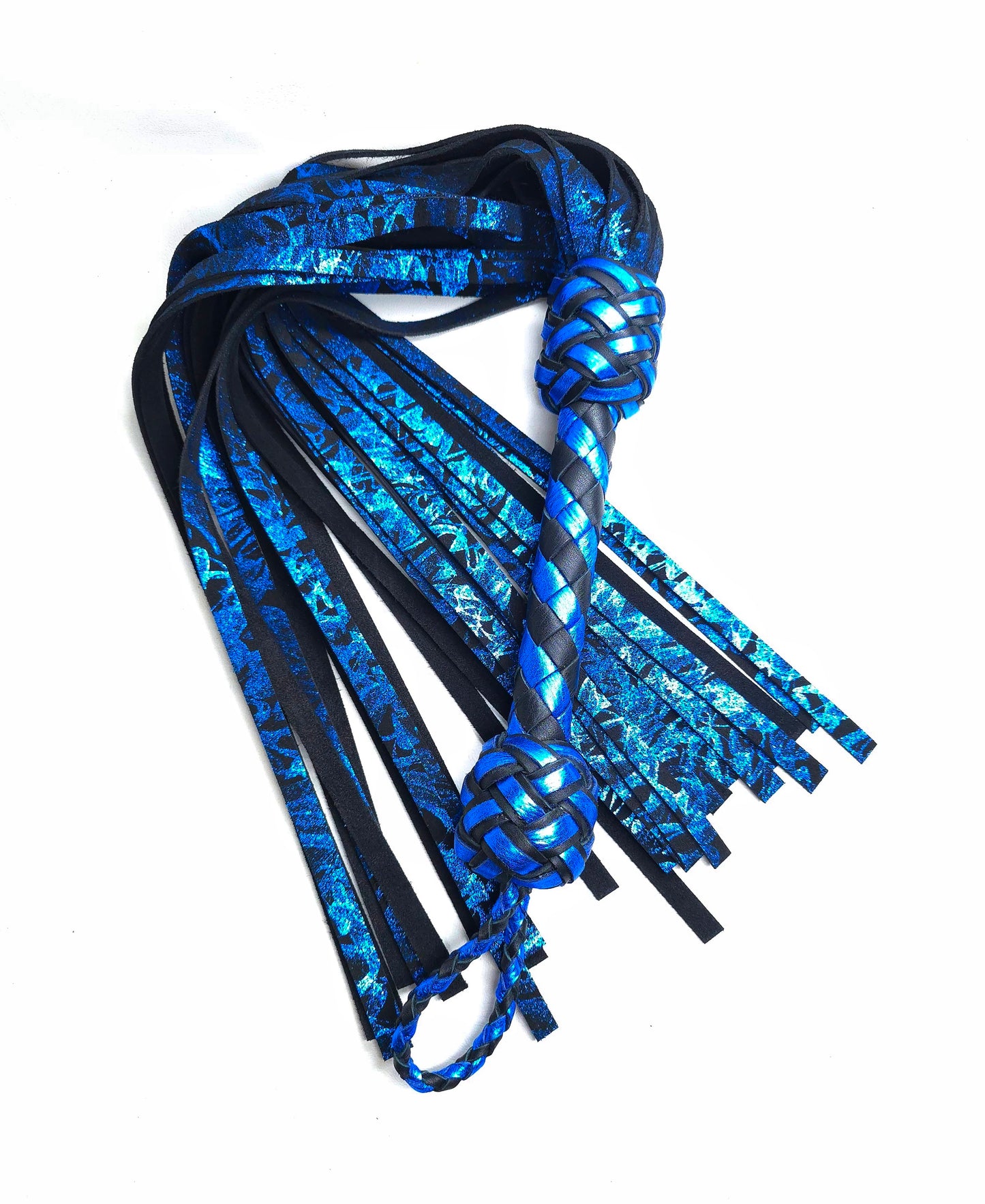 Sapphire Smoke Leather Flogger- In Stock