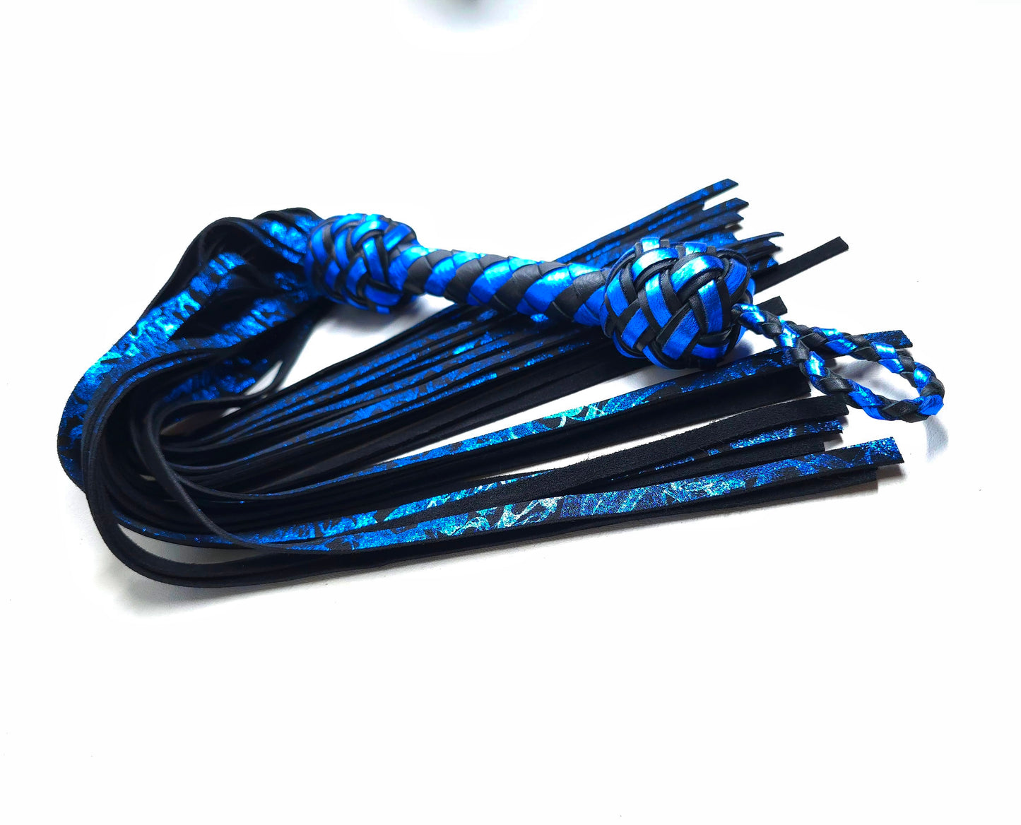 Sapphire Smoke Leather Flogger- In Stock