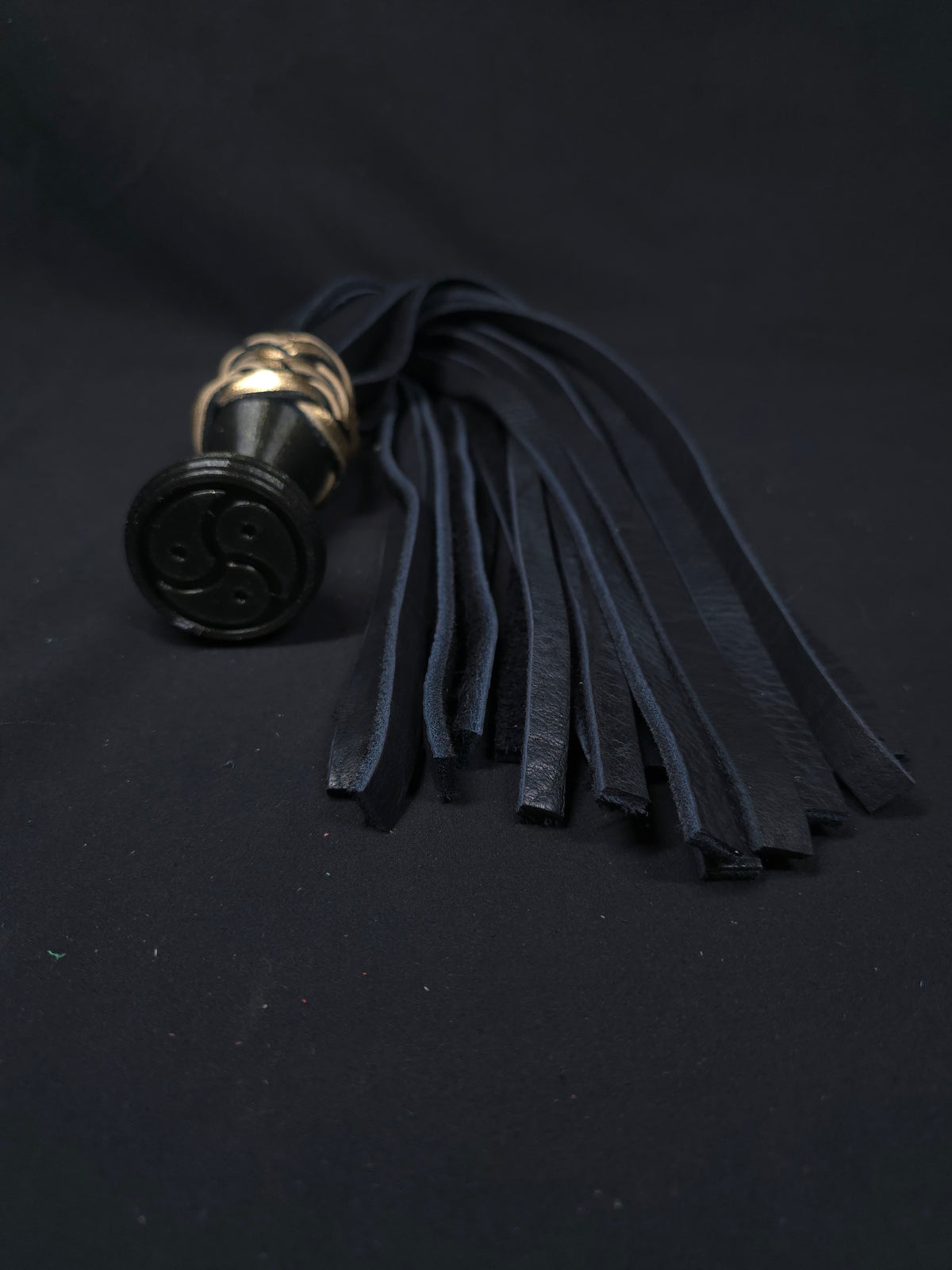Black and Gold Bison Ball Handle Flogger- Shortie- In Stock