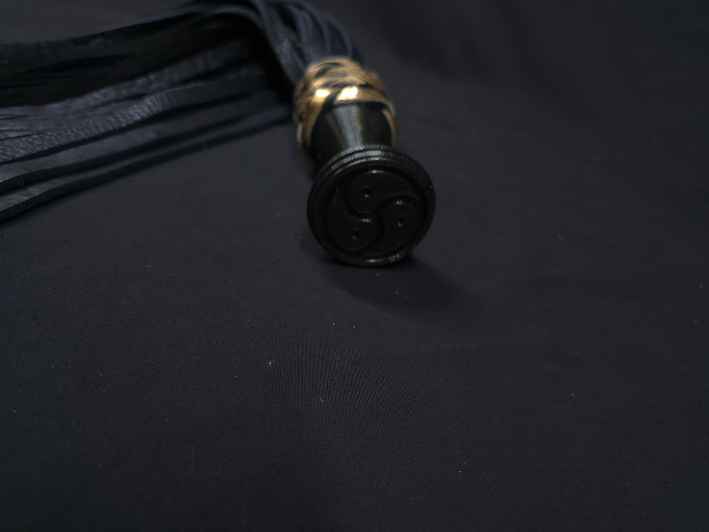 Black and Gold Bison Ball Handle Flogger- Shortie- In Stock