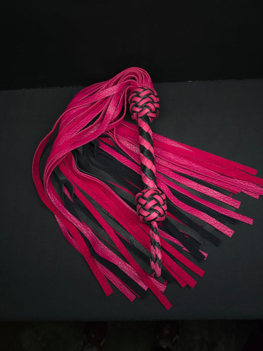 Pink and Black Deerskin Flogger- In Stock
