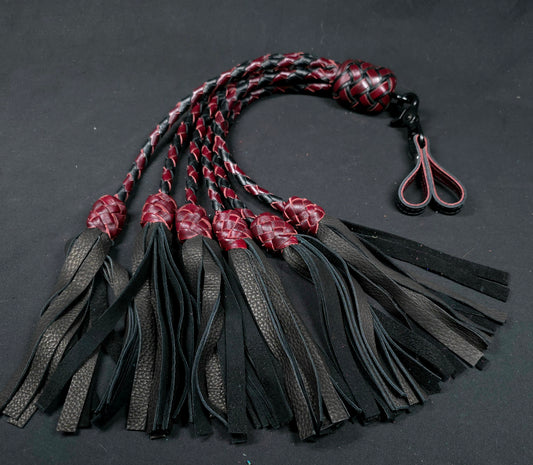 Black and Red Deerskin Thumper Finger Flogger- In Stock