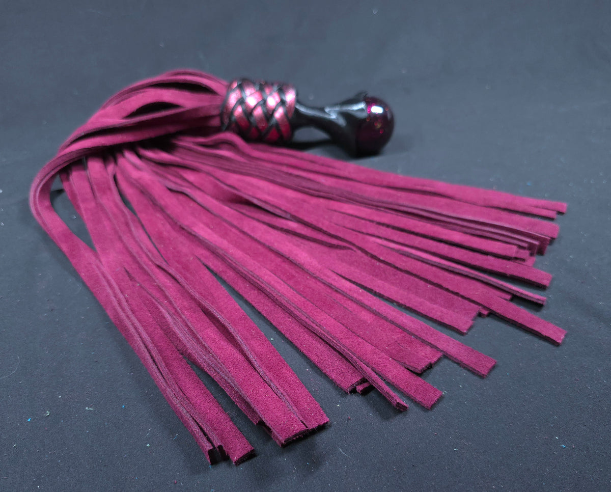 Burgundy Suede Leather Ball handle Flogger- In Stock