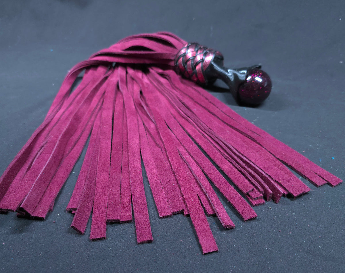 Burgundy Suede Leather Ball handle Flogger- In Stock