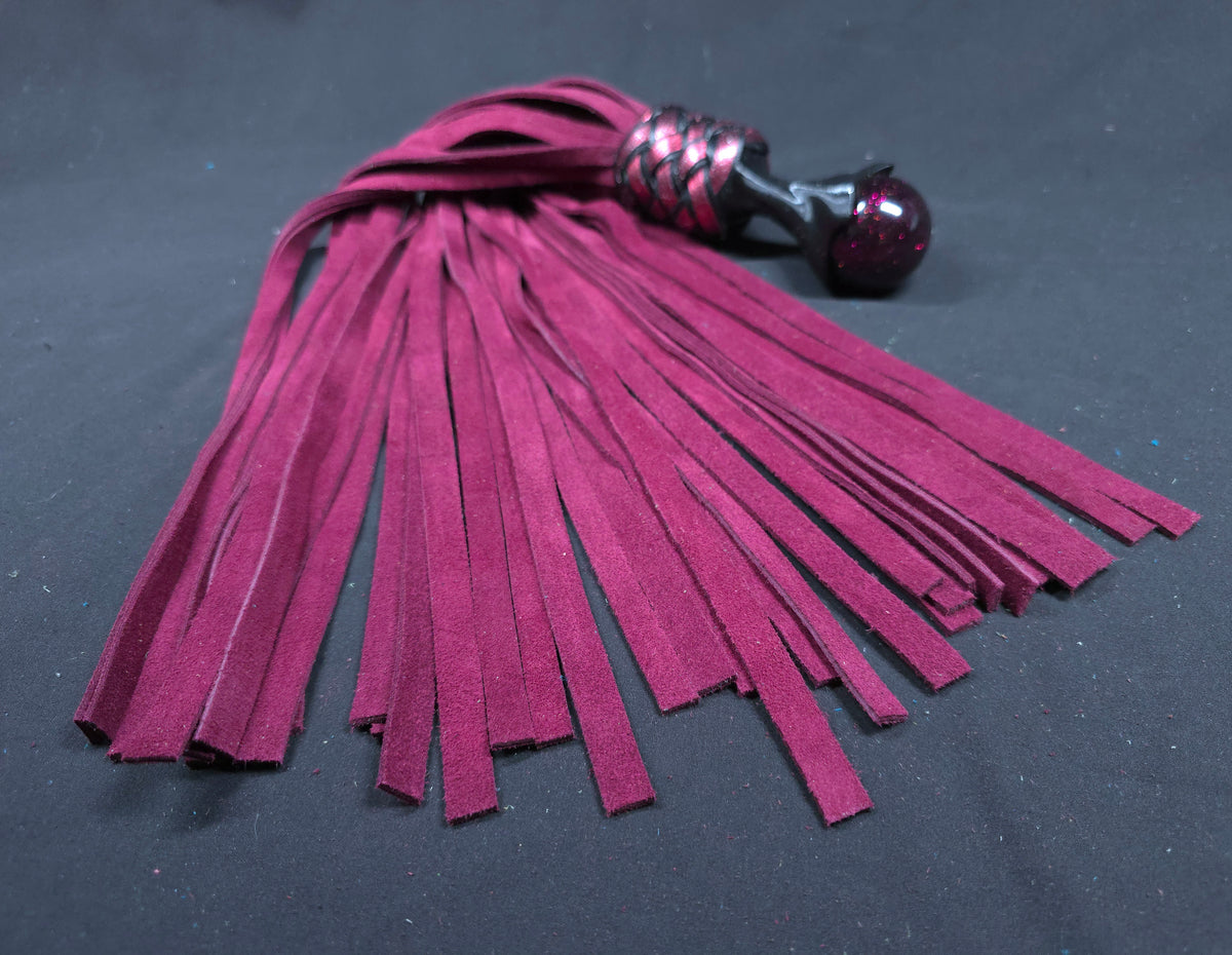 Burgundy Suede Leather Ball handle Flogger- In Stock