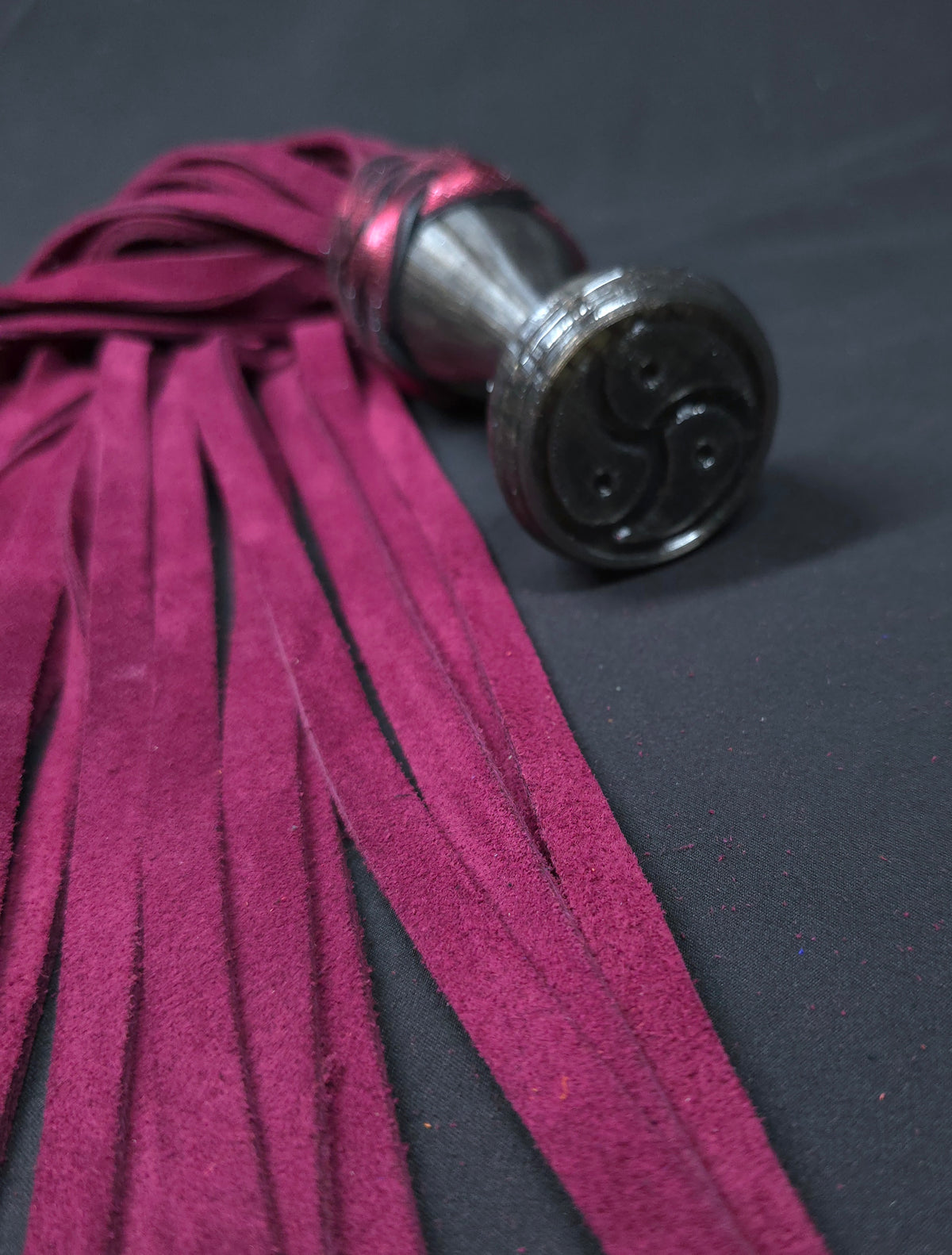 Burgundy Suede Leather Ball handle Flogger- In Stock