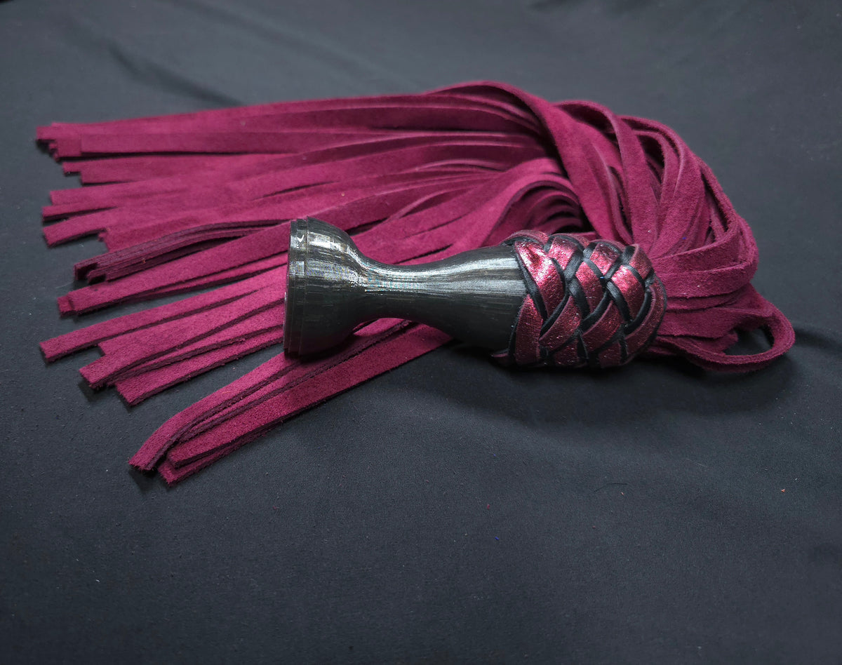 Burgundy Suede Leather Ball handle Flogger- In Stock