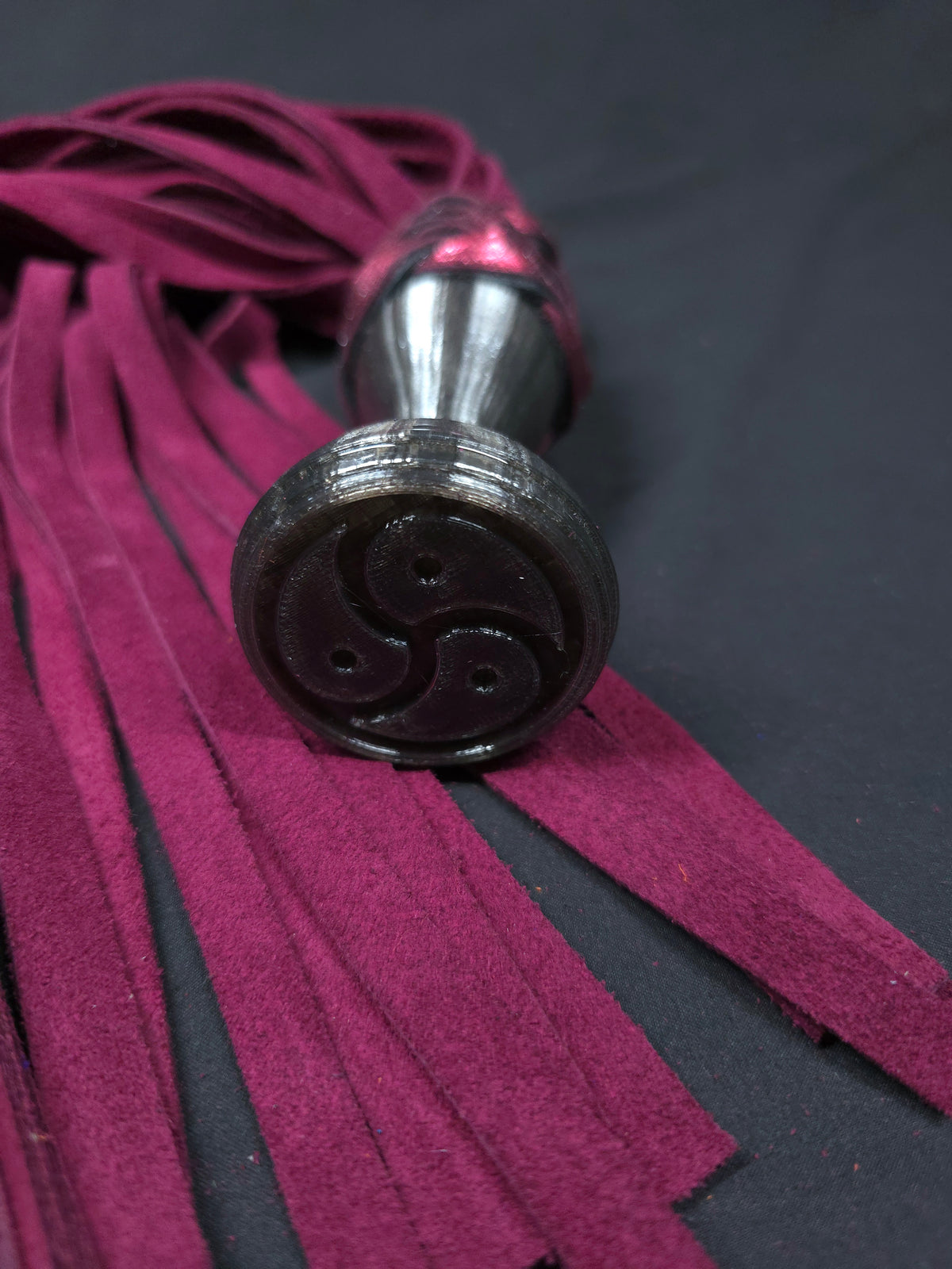 Burgundy Suede Leather Ball handle Flogger- In Stock