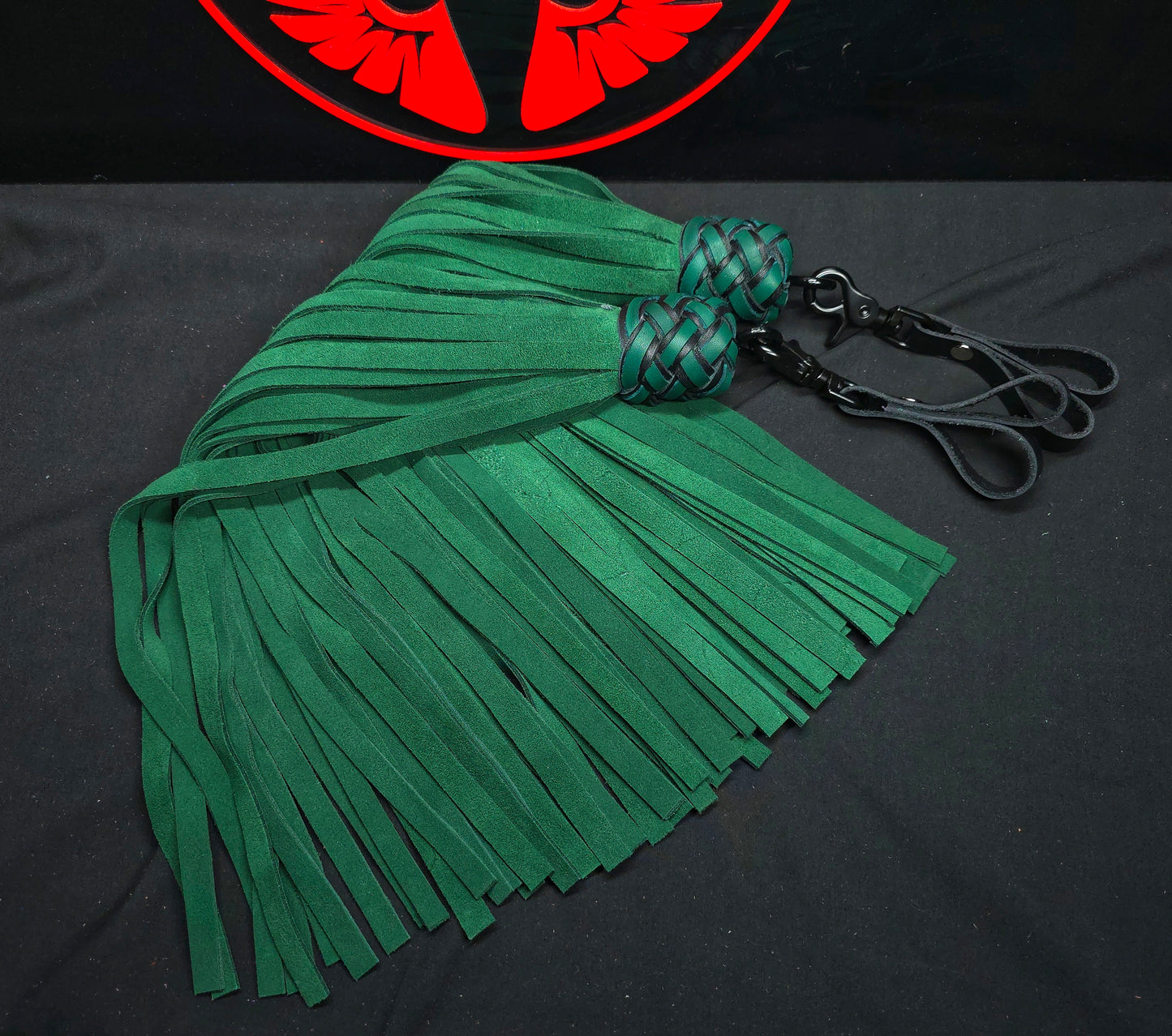 Hunter Green Suede Finger Floggers- In Stock
