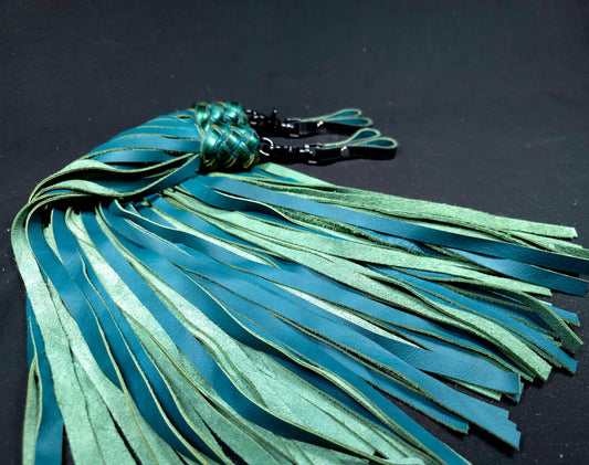 Dark Teal Leather Finger Floggers- In Stock