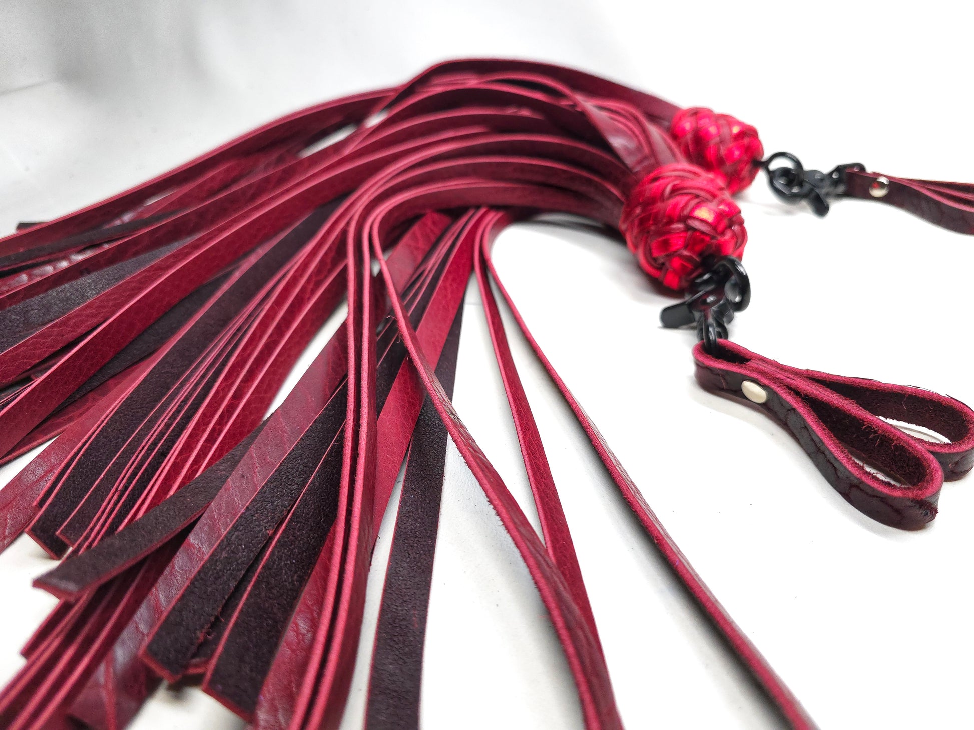 black cherry bison finger floggers for BDSM impact play