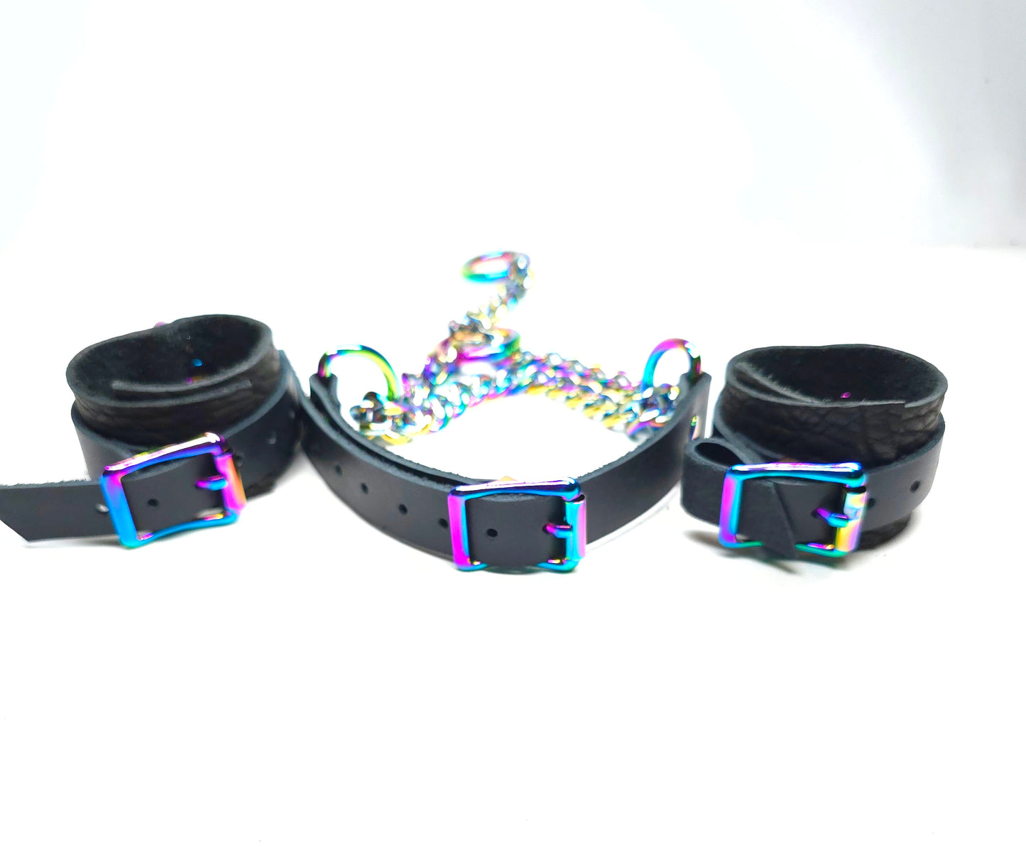 Rainbow Martingale Collar and Cuffs- In Stock