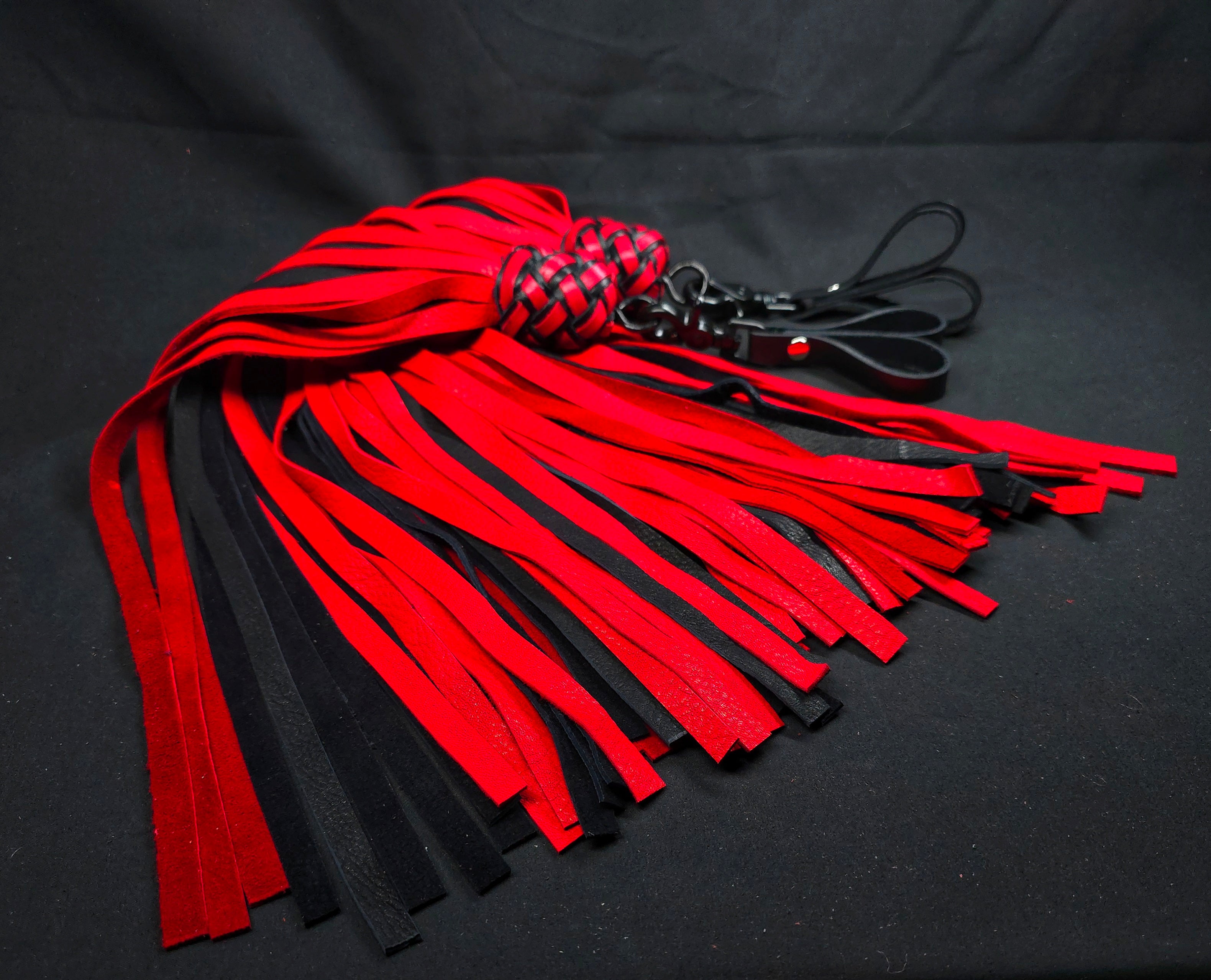 Red and Black Deer Finger Floggers- In Stock – Firebird Leather