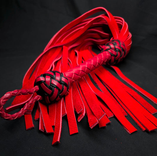 Red Velvet Leather Flogger- In Stock