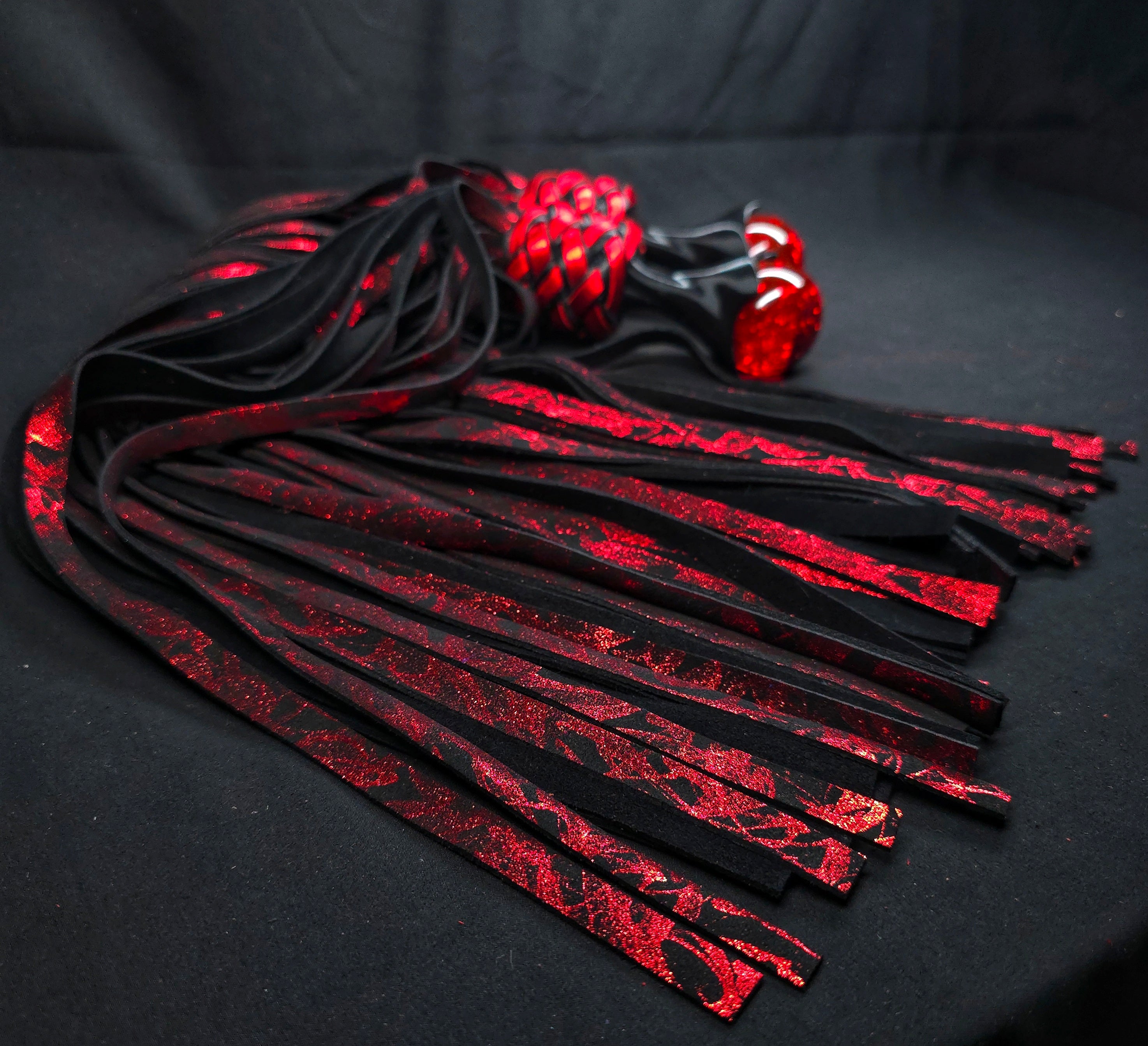Ruby Ball Handle Floggers- In Stock – Firebird Leather