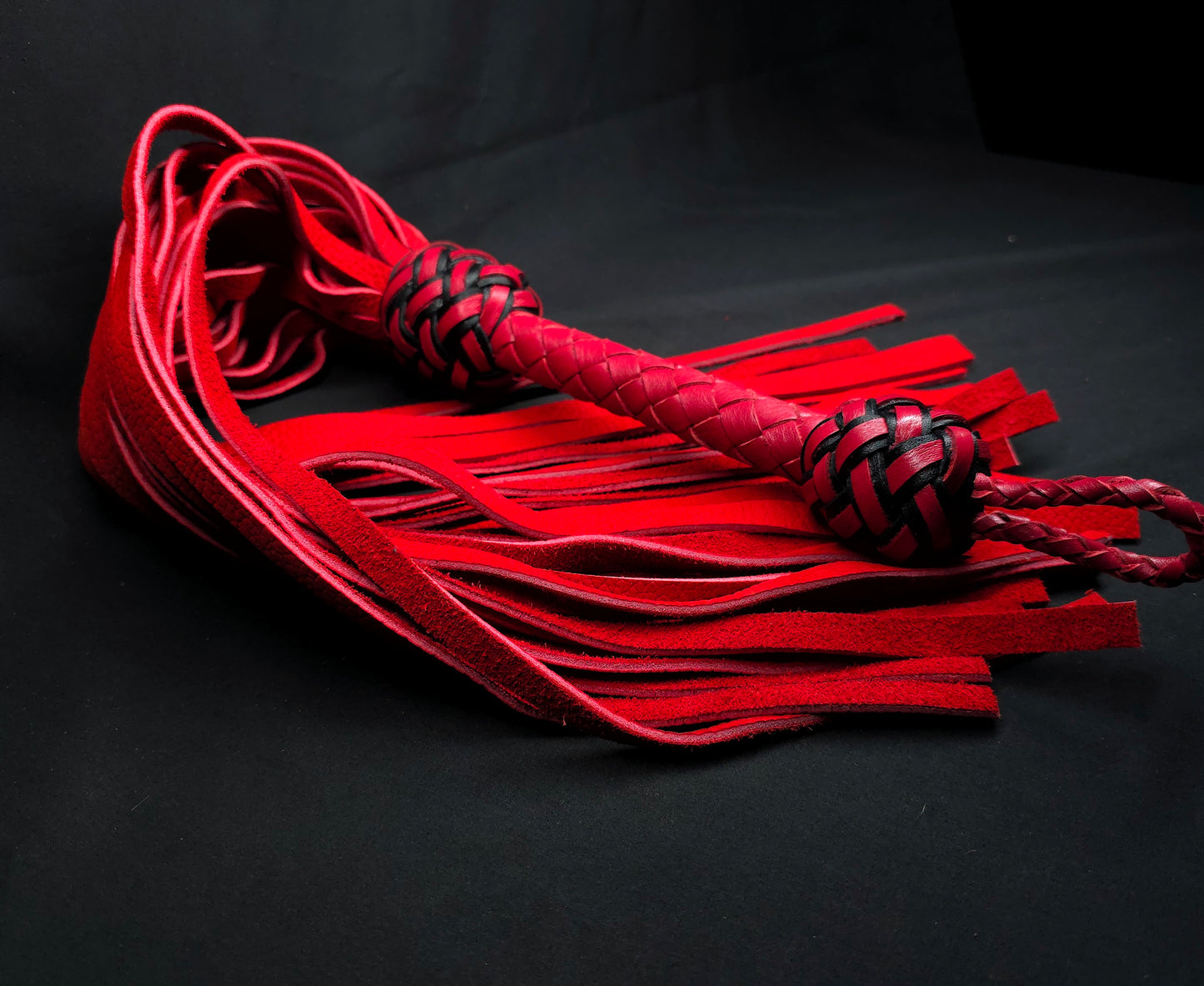 Red Velvet Leather Flogger- In Stock