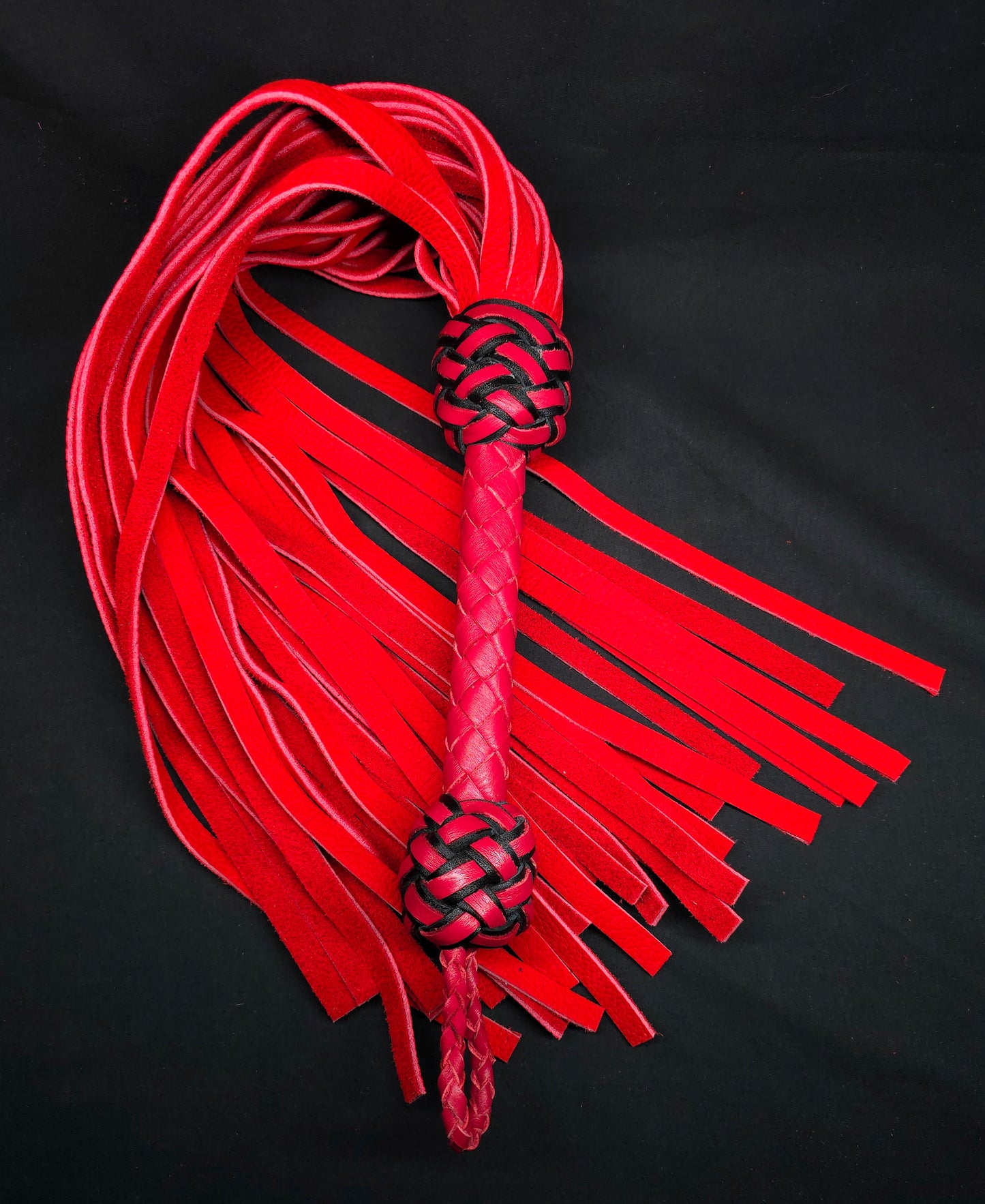 Red Velvet Leather Flogger- In Stock