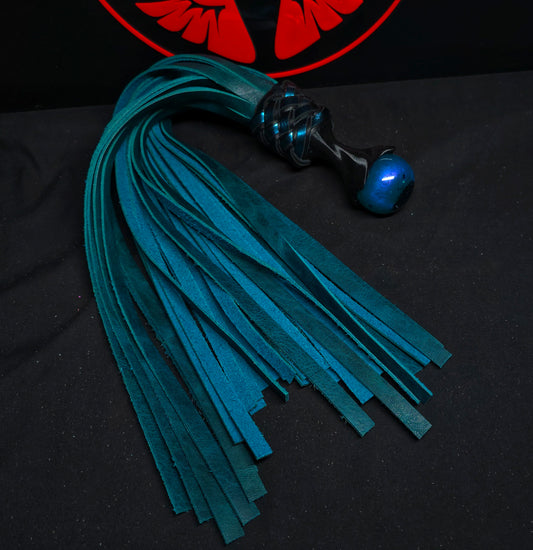 Teal Bison Leather Ball Handle Flogger- In Stock