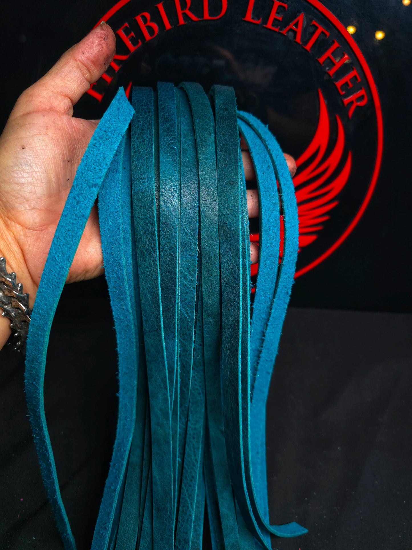 Teal Bison Leather Ball Handle Flogger- In Stock