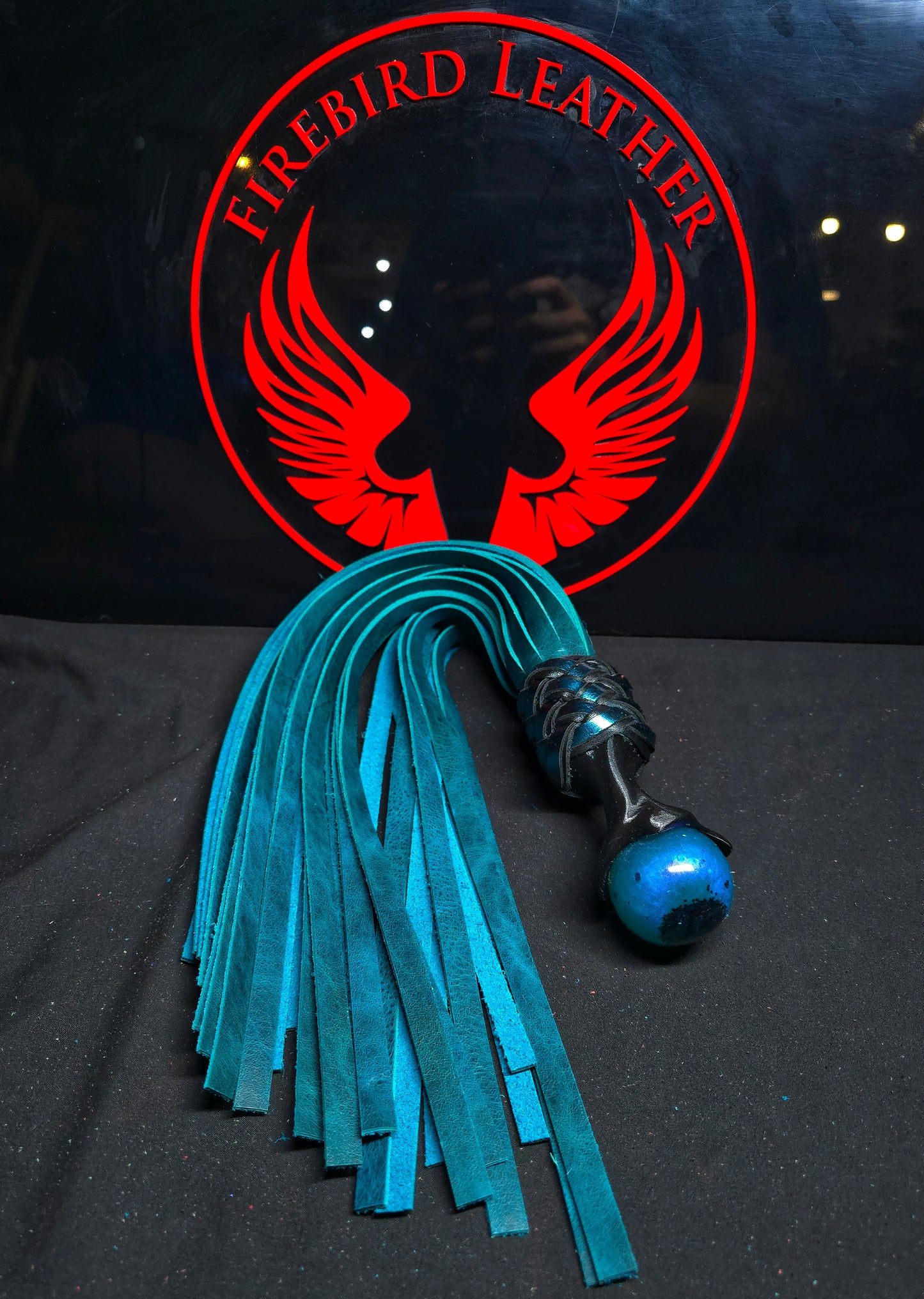 Teal Bison Leather Ball Handle Flogger- In Stock