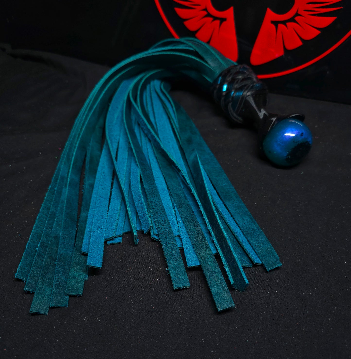 Teal Bison Leather Ball Handle Flogger- In Stock