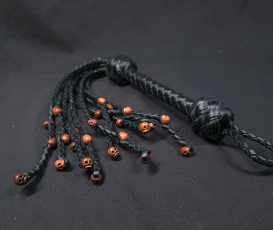 Voodoo Black Skull Cat O Nine Flogger- In Stock