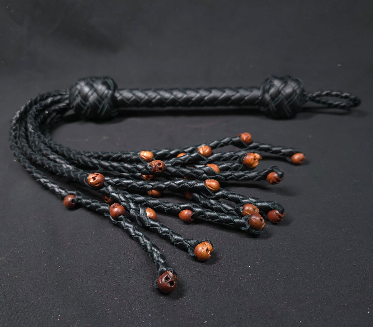 Voodoo Black Skull Cat O Nine Flogger- Made to Order