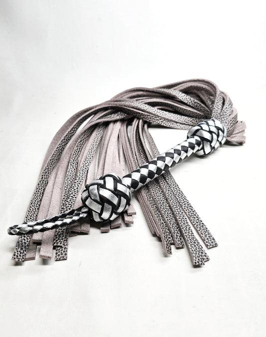 Black and Silver Waterbuffalo Flogger- Shortie Length- In Stock