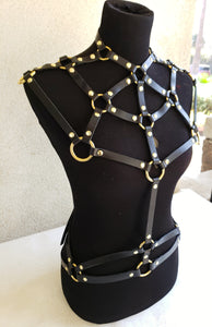 Queen of the Nile Leather Harness, BDSM Chest Harness