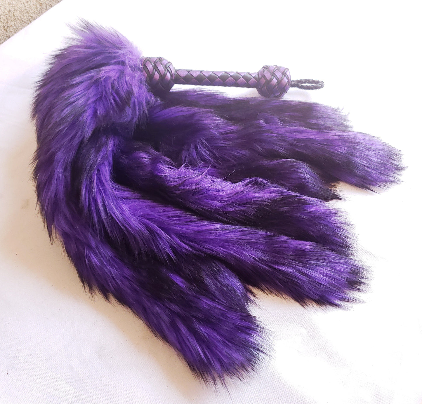 Black and Purple Fluffinator Fur Flogger- Made to Order