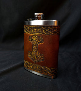 Thor's Hammer Leather Flask