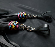 Load image into Gallery viewer, Rainbow and Black Moose Leather Finger Floggers- In stock
