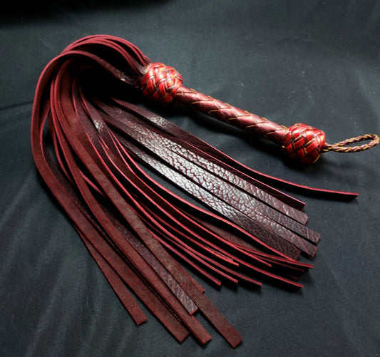 Black Cherry Bison Leather Flogger XL- In stock