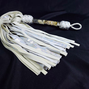 Pale Flowers and Skulls Calfskin and Lamb Floggers
