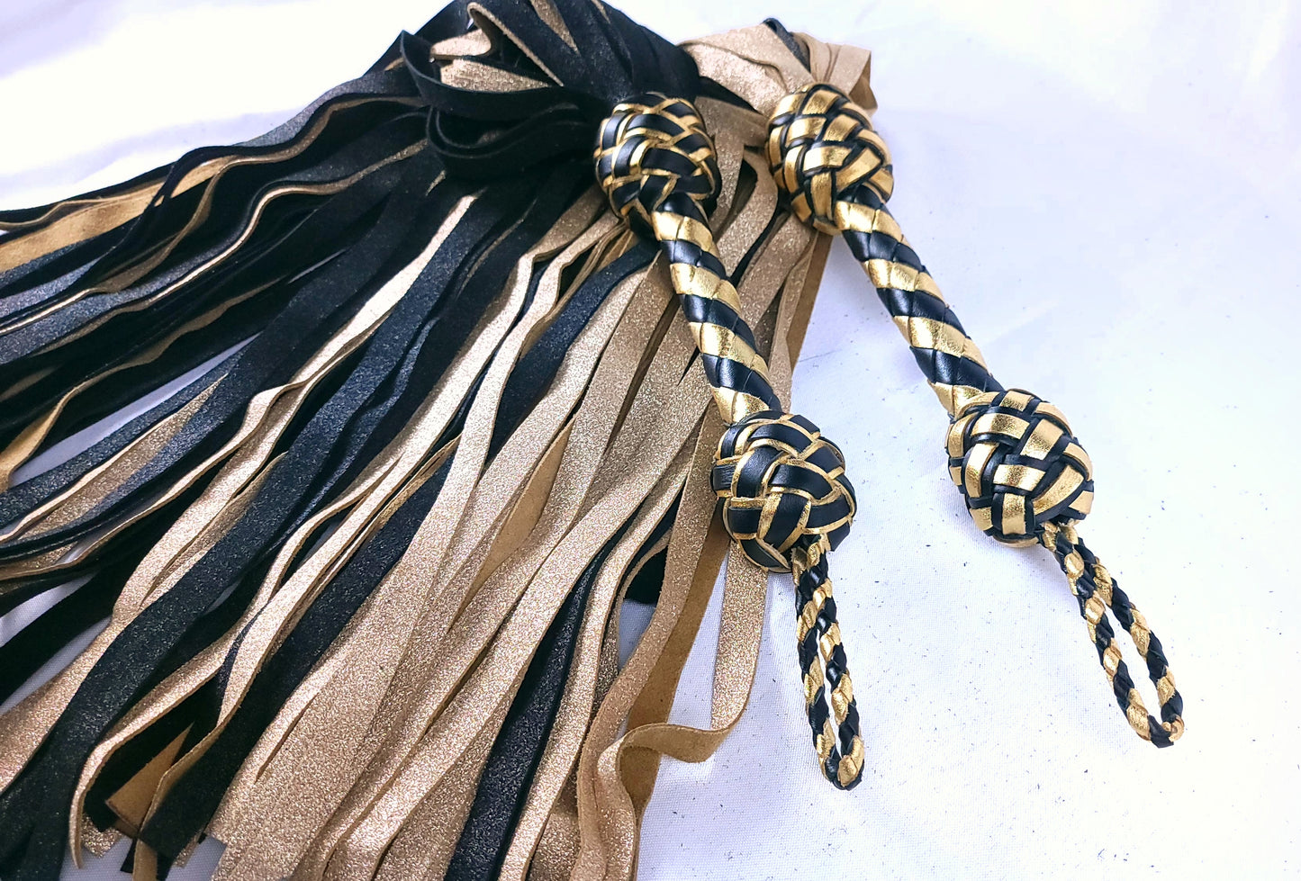 Black and Gold Mop Floggers- Pair - Made to Order