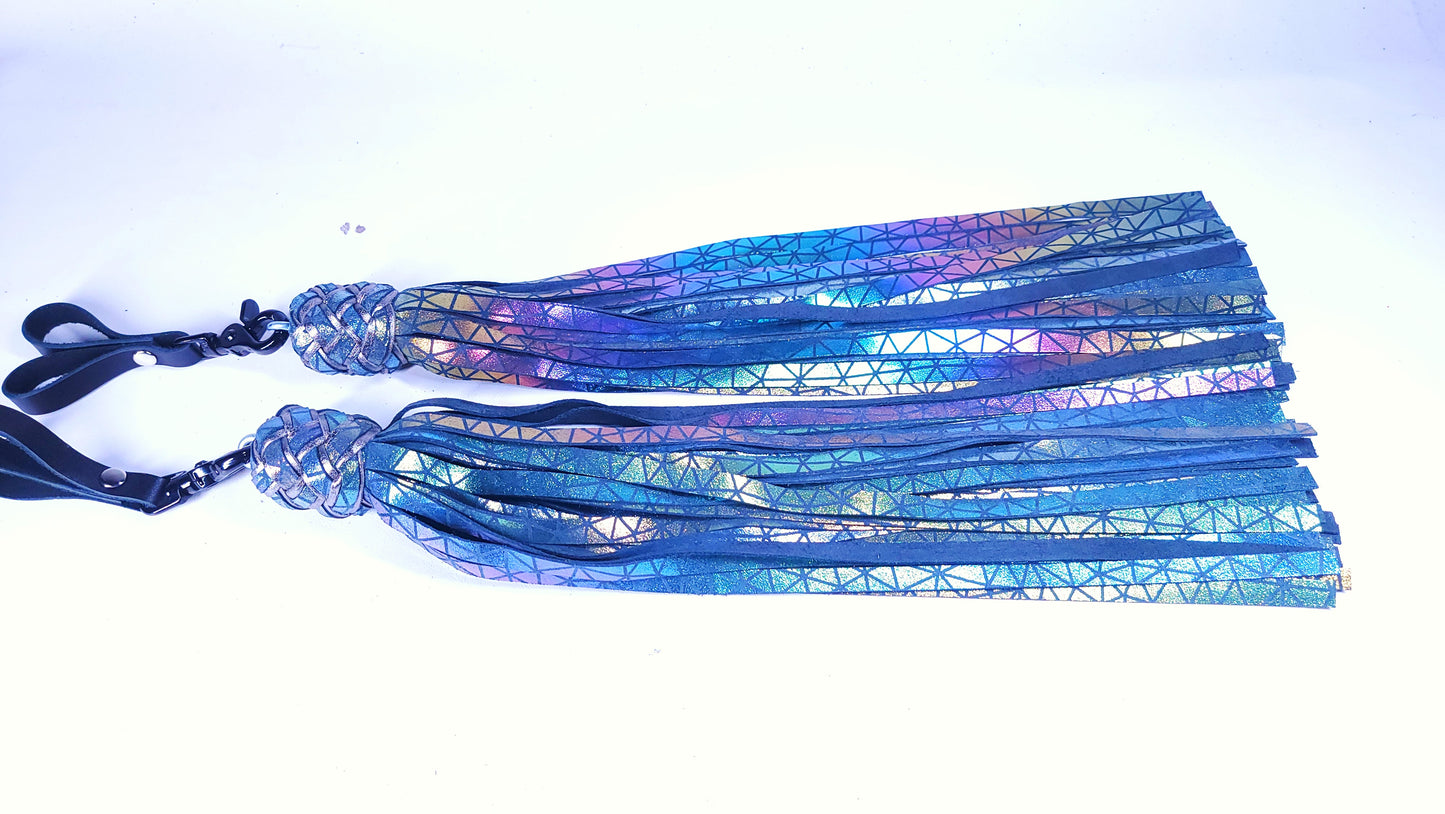 Silver Rainbow Finger Floggers- Pair- Made to Order