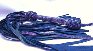 Labradorite and Amethyst Handle Flogger with Chameleon Tails