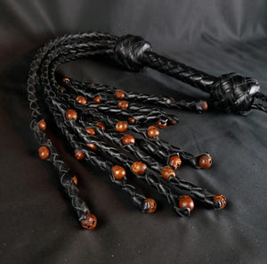 Voodoo Black Skull Cat O Nine Flogger- Made to Order