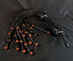 Voodoo Black Skull Cat O Nine Flogger- Made to Order