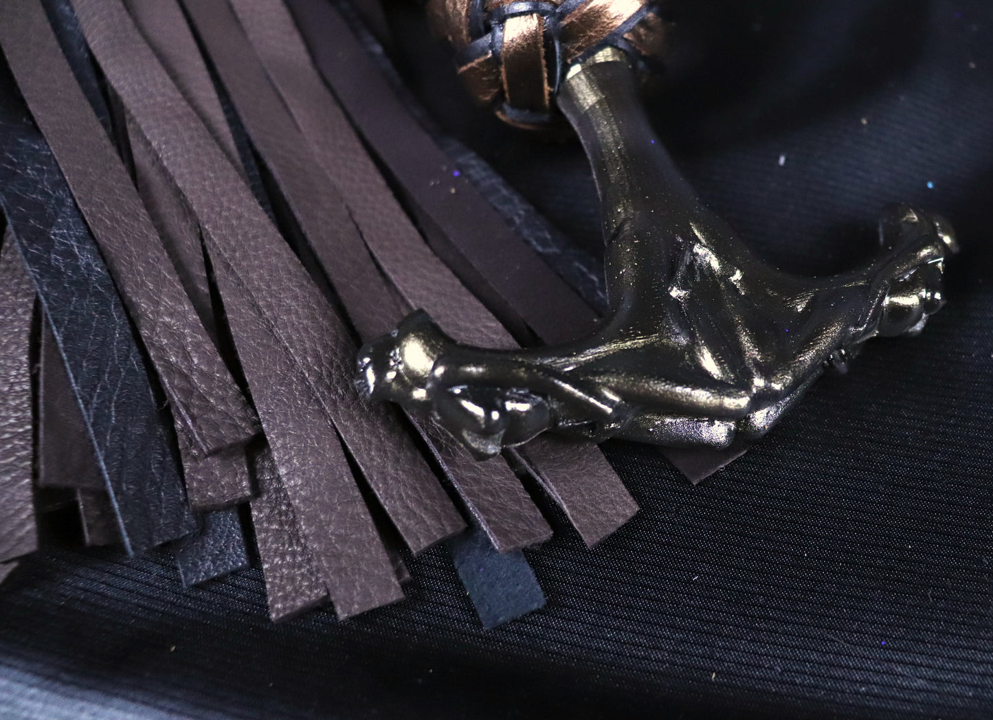 The Gemini Handle Floggers with Black Velvet Leather tails