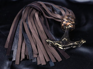 The Gemini Handle Floggers with Black Velvet Leather tails
