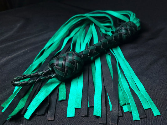 Black and Green Deerskin Flogger- In Stock