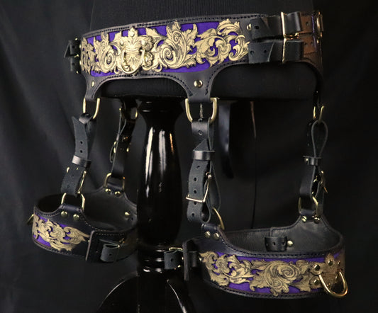 Venice on Fire Restraints- Thigh Cuffs and Belt - Made to Order