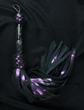 Load image into Gallery viewer, Labradorite and Amethyst Chameleon Leather Flogger