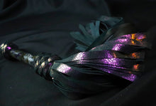 Load image into Gallery viewer, Labradorite and Amethyst Chameleon Leather Flogger