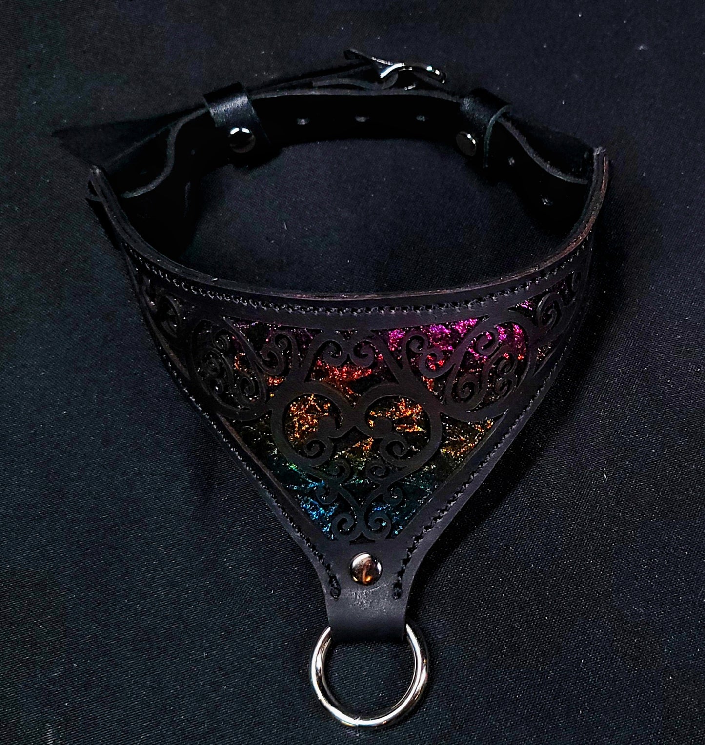 Rainbow Heart Filigree Collar - Made to Order