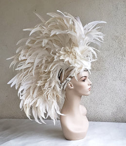 White Feather Mohawk Headdress- Private Rush Order