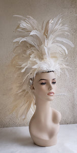 White Feather Mohawk Headdress- Made to Order
