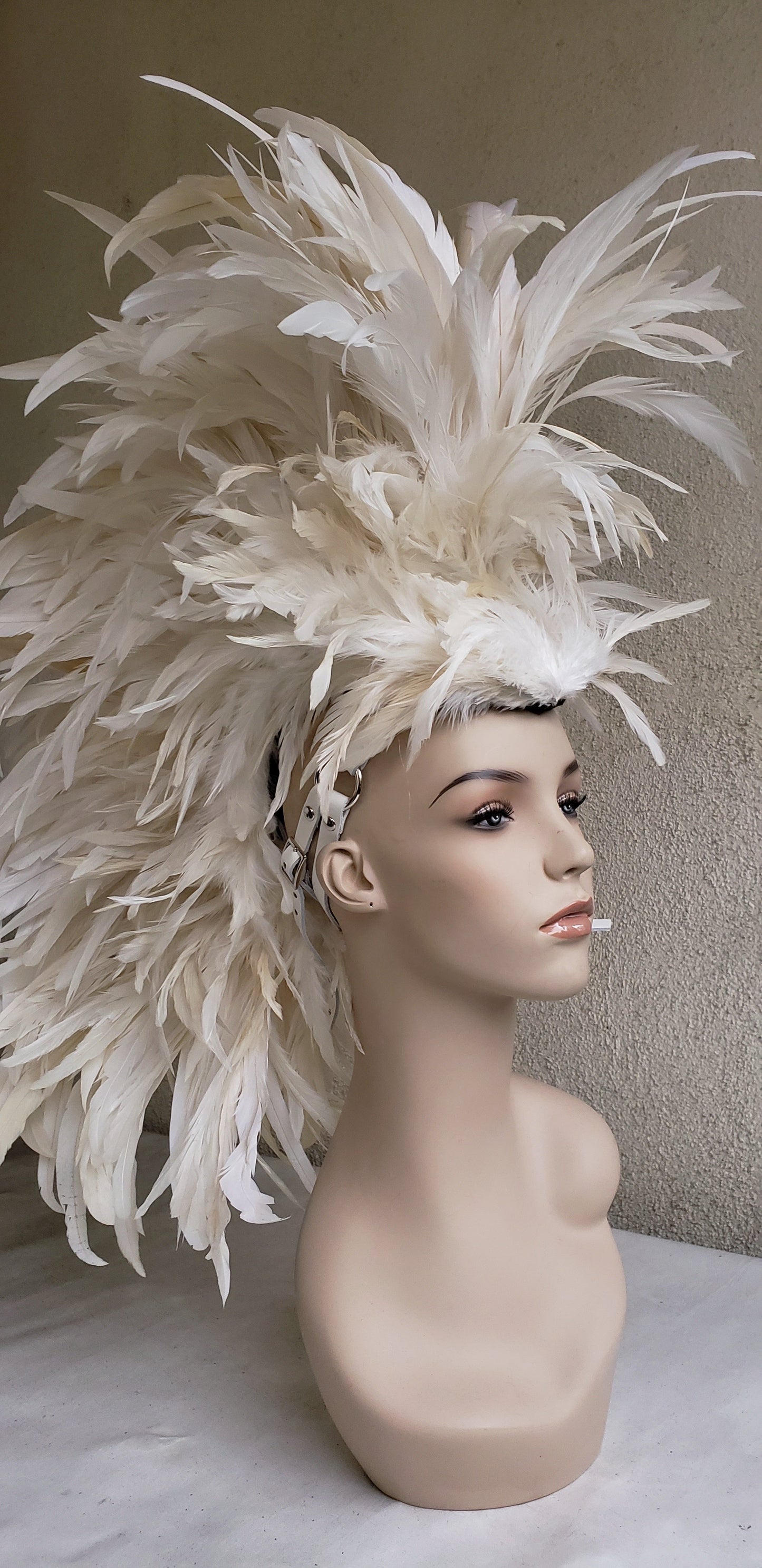 White Feather Mohawk Headdress- Private Rush Order